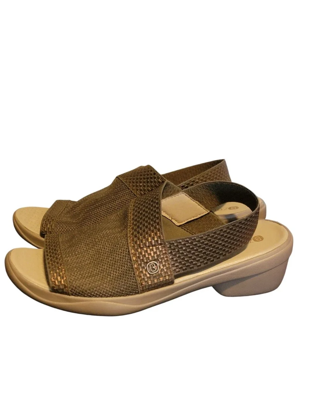 BZEES Molly Comfort Sandals Slingback Open Toe Summer Shoes Neutral Chic 9 Wide